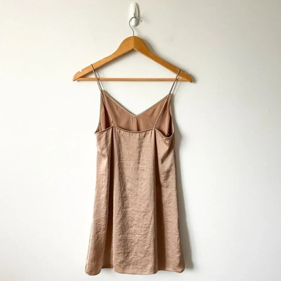 Aritzia Wilfred Only Slip Mini Dress Bronze Gold Tan Size XS - Picture 7 of 8